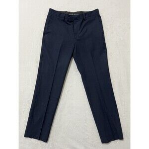 Banana Republic Mens Slim Fit Dress Pants 33x32 (34x31) Navy Blue Plaid Slacks